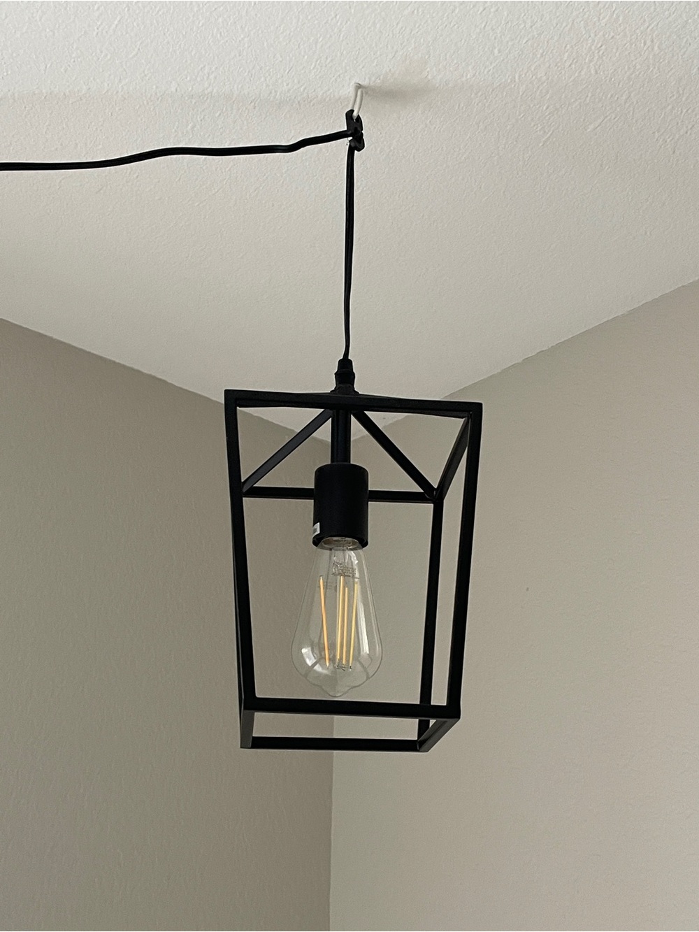 Modern Black Metal Cage Pendant Light